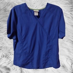 Tz)  Scrubstar Electric Blue V-Neck Scrub Top – Size Large